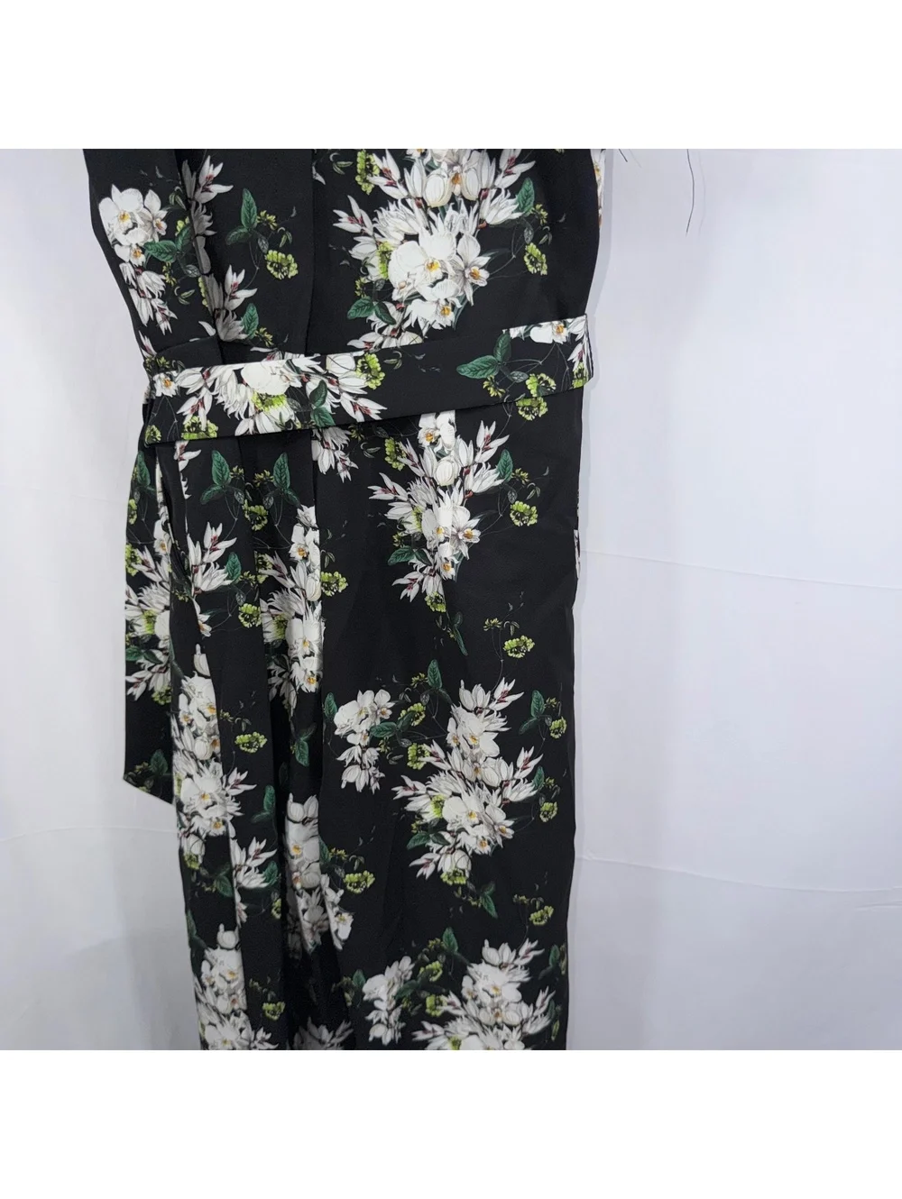 GB Girls Size 12 Black Floral Ruffle Sleeve Belted Romper Jumpsuit